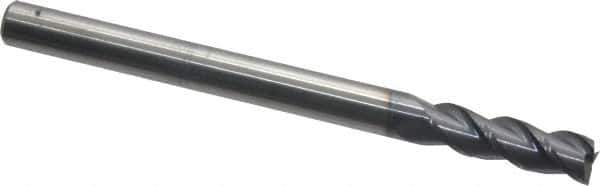 Accupro - 5/16", 1" LOC, 5/16" Shank Diam, 4" OAL, 3 Flute, Solid Carbide Square End Mill - Single End, AlTiN Finish, Spiral Flute, 40° Helix, Centercutting, Right Hand Cut, Right Hand Flute - USA Tool & Supply