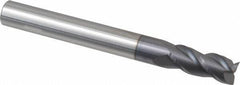 Accupro - 7/16", 1" LOC, 7/16" Shank Diam, 4" OAL, 3 Flute, Solid Carbide Square End Mill - Single End, AlTiN Finish, Spiral Flute, 40° Helix, Centercutting, Right Hand Cut, Right Hand Flute - USA Tool & Supply
