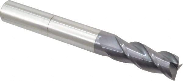 Accupro - 3/4", 2" LOC, 3/4" Shank Diam, 6" OAL, 3 Flute, Solid Carbide Square End Mill - Single End, AlTiN Finish, Spiral Flute, 40° Helix, Centercutting, Right Hand Cut, Right Hand Flute - USA Tool & Supply