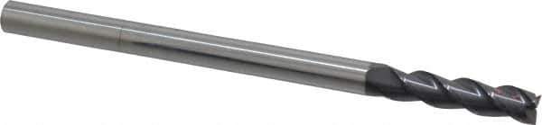 Accupro - 3/8", 1-1/2" LOC, 3/8" Shank Diam, 6" OAL, 3 Flute, Solid Carbide Square End Mill - Single End, AlTiN Finish, Spiral Flute, 40° Helix, Centercutting, Right Hand Cut, Right Hand Flute - USA Tool & Supply