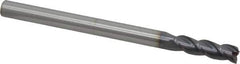 Accupro - 7/16", 1-1/2" LOC, 7/16" Shank Diam, 6" OAL, 3 Flute, Solid Carbide Square End Mill - Single End, AlTiN Finish, Spiral Flute, 40° Helix, Centercutting, Right Hand Cut, Right Hand Flute - USA Tool & Supply