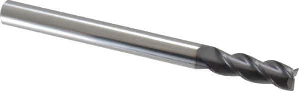 Accupro - 1/2", 1-1/2" LOC, 1/2" Shank Diam, 6" OAL, 3 Flute, Solid Carbide Square End Mill - Single End, AlTiN Finish, Spiral Flute, 40° Helix, Centercutting, Right Hand Cut, Right Hand Flute - USA Tool & Supply