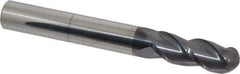 Accupro - 3/4" Diam, 2" LOC, 3 Flute Solid Carbide Ball End Mill - AlTiN Finish, Single End, 6" OAL, 3/4" Shank Diam, Spiral Flute - USA Tool & Supply