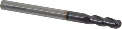 Accupro - 1/2" Diam, 1-1/2" LOC, 3 Flute Solid Carbide Ball End Mill - AlTiN Finish, Single End, 6" OAL, 1/2" Shank Diam, Spiral Flute - USA Tool & Supply