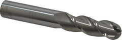 Accupro - 3/4" Diam, 2-1/4" LOC, 3 Flute Solid Carbide Ball End Mill - Uncoated, Single End, 5" OAL, 3/4" Shank Diam, Spiral Flute - USA Tool & Supply