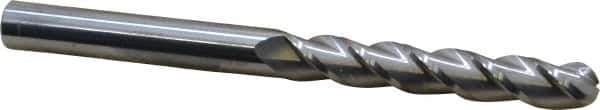 Accupro - 1/2" Diam, 3" LOC, 3 Flute Solid Carbide Ball End Mill - Uncoated, Single End, 6" OAL, 1/2" Shank Diam, Spiral Flute - USA Tool & Supply