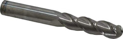 Accupro - 3/4" Diam, 3" LOC, 3 Flute Solid Carbide Ball End Mill - Uncoated, Single End, 6" OAL, 3/4" Shank Diam, Spiral Flute - USA Tool & Supply