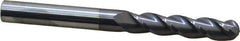 Accupro - 3/8" Diam, 1-3/4" LOC, 3 Flute Solid Carbide Ball End Mill - AlTiN Finish, Single End, 4" OAL, 3/8" Shank Diam, Spiral Flute - USA Tool & Supply