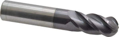Accupro - 16mm Diam, 32mm LOC, 4 Flute Solid Carbide Ball End Mill - AlTiN Finish, Single End, 89mm OAL, 16mm Shank Diam, Spiral Flute - USA Tool & Supply