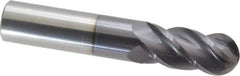 Accupro - 18mm Diam, 38mm LOC, 4 Flute Solid Carbide Ball End Mill - AlTiN Finish, Single End, 101mm OAL, 18mm Shank Diam, Spiral Flute - USA Tool & Supply