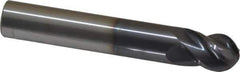 Accupro - 12mm Diam, 16mm LOC, 4 Flute Solid Carbide Ball End Mill - AlTiN Finish, Single End, 76mm OAL, 12mm Shank Diam, Spiral Flute - USA Tool & Supply