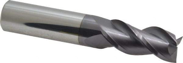 Accupro - 5/8", 1-1/4" LOC, 5/8" Shank Diam, 3-1/2" OAL, 3 Flute, Solid Carbide Square End Mill - Single End, AlTiN Finish, Spiral Flute, 40° Helix, Centercutting, Right Hand Cut, Right Hand Flute - USA Tool & Supply