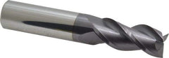 Accupro - 5/8", 1-1/4" LOC, 5/8" Shank Diam, 3-1/2" OAL, 3 Flute, Solid Carbide Square End Mill - Single End, AlTiN Finish, Spiral Flute, 40° Helix, Centercutting, Right Hand Cut, Right Hand Flute - USA Tool & Supply