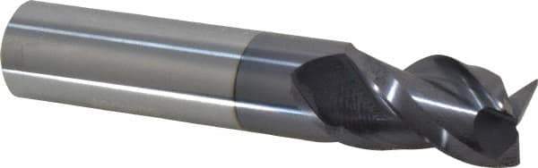 Accupro - 9/16", 7/8" LOC, 9/16" Shank Diam, 3" OAL, 3 Flute, Solid Carbide Square End Mill - Single End, AlTiN Finish, Spiral Flute, 40° Helix, Centercutting, Right Hand Cut, Right Hand Flute - USA Tool & Supply