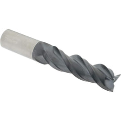 Square End Mill: 1'' Dia, 3-3/8'' LOC, 1'' Shank Dia, 6'' OAL, 3 Flutes, Solid Carbide Single End, AlTiN Finish, Spiral Flute, 40 ° Helix, Centercutting, RH Cut, RH Flute