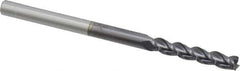 Accupro - 3/16", 1" LOC, 3/16" Shank Diam, 3" OAL, 3 Flute, Solid Carbide Square End Mill - Single End, AlTiN Finish, Spiral Flute, 40° Helix, Centercutting, Right Hand Cut, Right Hand Flute - USA Tool & Supply