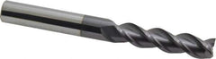 Accupro - 3/8", 1-1/2" LOC, 3/8" Shank Diam, 3-1/2" OAL, 3 Flute, Solid Carbide Square End Mill - Single End, AlTiN Finish, Spiral Flute, 40° Helix, Centercutting, Right Hand Cut, Right Hand Flute - USA Tool & Supply