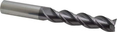 Accupro - 3/4", 3-1/4" LOC, 3/4" Shank Diam, 6" OAL, 3 Flute, Solid Carbide Square End Mill - Single End, AlTiN Finish, Spiral Flute, 40° Helix, Centercutting, Right Hand Cut, Right Hand Flute - USA Tool & Supply