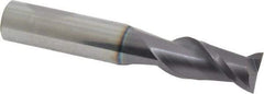 Accupro - 12mm, 25mm LOC, 12mm Shank Diam, 76mm OAL, 2 Flute, Solid Carbide Square End Mill - Single End, AlTiN Finish, Spiral Flute, 40° Helix, Centercutting, Right Hand Cut, Right Hand Flute - USA Tool & Supply