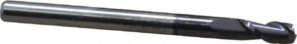 Accupro - 3mm, 6mm LOC, 3mm Shank Diam, 38mm OAL, 2 Flute, Solid Carbide Square End Mill - Single End, AlTiN Finish, Spiral Flute, 40° Helix, Centercutting, Right Hand Cut, Right Hand Flute - USA Tool & Supply