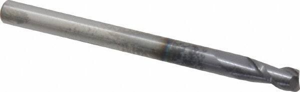 Accupro - 4mm, 8mm LOC, 4mm Shank Diam, 50mm OAL, 2 Flute, Solid Carbide Square End Mill - Single End, AlTiN Finish, Spiral Flute, 40° Helix, Centercutting, Right Hand Cut, Right Hand Flute - USA Tool & Supply