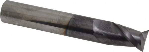 Accupro - 12mm, 16mm LOC, 12mm Shank Diam, 76mm OAL, 2 Flute, Solid Carbide Square End Mill - Single End, AlTiN Finish, Spiral Flute, 40° Helix, Centercutting, Right Hand Cut, Right Hand Flute - USA Tool & Supply