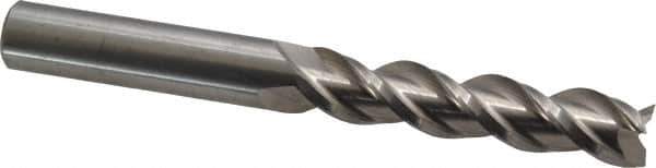 Accupro - 7/16", 2" LOC, 7/16" Shank Diam, 4" OAL, 3 Flute, Solid Carbide Square End Mill - Single End, Uncoated, Spiral Flute, 40° Helix, Centercutting, Right Hand Cut, Right Hand Flute - USA Tool & Supply