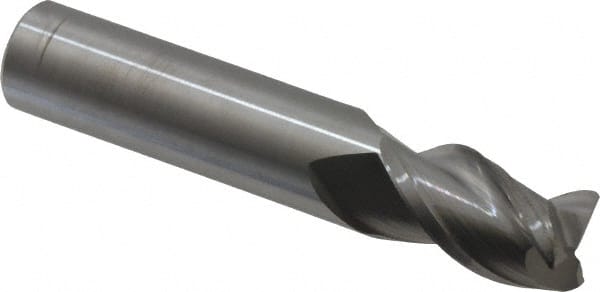 Accupro - 9/16" Diam 3 Flute Solid Carbide 0.025" Corner Radius End Mill - USA Tool & Supply