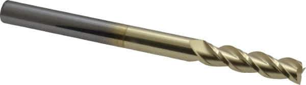 Accupro - 5/16", 1-1/4" LOC, 5/16" Shank Diam, 4" OAL, 3 Flute, Solid Carbide Square End Mill - Single End, ZrN Finish, Spiral Flute, 40° Helix, Centercutting, Right Hand Cut, Right Hand Flute - USA Tool & Supply