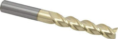 Accupro - 7/16", 2" LOC, 7/16" Shank Diam, 4" OAL, 3 Flute, Solid Carbide Square End Mill - Single End, ZrN Finish, Spiral Flute, 40° Helix, Centercutting, Right Hand Cut, Right Hand Flute - USA Tool & Supply