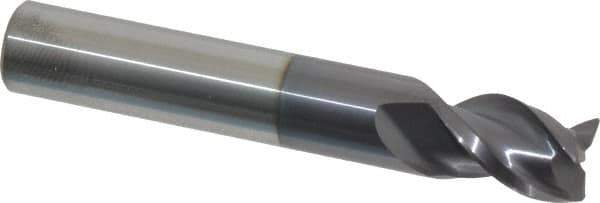 Accupro - 7/16", 3 Flute, Single End, Solid Carbide, 0.02" Corner Radius End Mill - 2-3/4" OAL, 40° Helix, Right Hand Flute, 9/16" LOC, Right Hand Cut - USA Tool & Supply