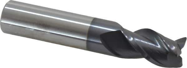 Accupro - 9/16", 3 Flute, Single End, Solid Carbide, 0.025" Corner Radius End Mill - 3" OAL, 40° Helix, Right Hand Flute, 7/8" LOC, Right Hand Cut - USA Tool & Supply
