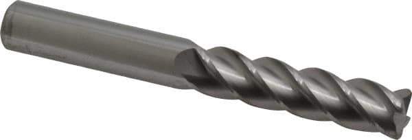 Accupro - 1/2", 4 Flute, Single End, Solid Carbide, 0.06" Corner Radius End Mill - 4" OAL, 40° Helix, Right Hand Flute, 2" LOC, Right Hand Cut - USA Tool & Supply