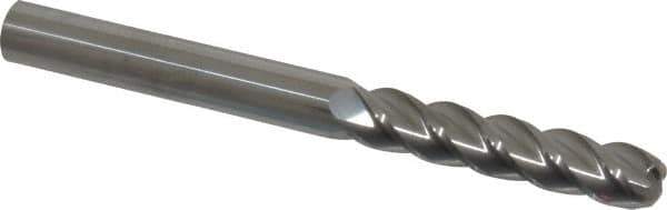 Accupro - 3/8", 4 Flute, Single End, Solid Carbide, 1/8" Corner Radius End Mill - 4" OAL, 40° Helix, Right Hand Flute, 1-3/4" LOC, Right Hand Cut - USA Tool & Supply