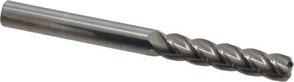 Accupro - 3/8", 4 Flute, Single End, Solid Carbide, 0.09" Corner Radius End Mill - 4" OAL, 40° Helix, Right Hand Flute, 1-3/4" LOC, Right Hand Cut - USA Tool & Supply