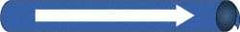 NMC - Pipe Marker with No Legend and Arrow Graphic - 3-3/8 to 4-1/2" Pipe Outside Diam, White on Blue - USA Tool & Supply