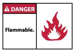 NMC - Danger - Flammable, Pressure Sensitive Vinyl Fire Sign - 5" Wide x 3" High - USA Tool & Supply