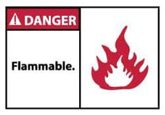 NMC - Danger - Flammable, Pressure Sensitive Vinyl Fire Sign - 5" Wide x 3" High - USA Tool & Supply