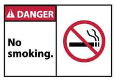 NMC - Accident Prevention Label, Header: DANGER - Legend: Danger - No Smoking, English, Red, Black & White, 5" Long x 3" High, Sign Muscle Finish - USA Tool & Supply