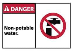 NMC - Restroom, Janitorial & Housekeeping Label, Header: DANGER - Legend: Danger - Non-Potable Water, English, Red, Black & White, 5" Long x 3" High, Sign Muscle Finish - USA Tool & Supply