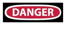 NMC - Accident Prevention Label, Header: DANGER - Legend: DANGER, English, Red, Black & White, 5" Long x 3" High, Sign Muscle Finish - USA Tool & Supply