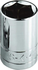 SK - 11/16", 1/2" Drive, Standard Hand Socket - 6 Points, Steel, Chrome Finish - USA Tool & Supply