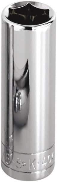 SK - 15/16", 1/2" Drive, Deep Hand Socket - 6 Points, Steel, Chrome Finish - USA Tool & Supply