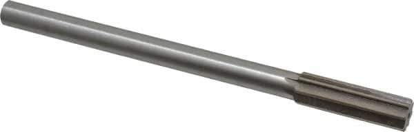 Interstate - 0.689" High Speed Steel 6 Flute Chucking Reamer - Straight Flute, 9/16" Straight Shank, 2-1/4" Flute Length, 9" OAL - USA Tool & Supply