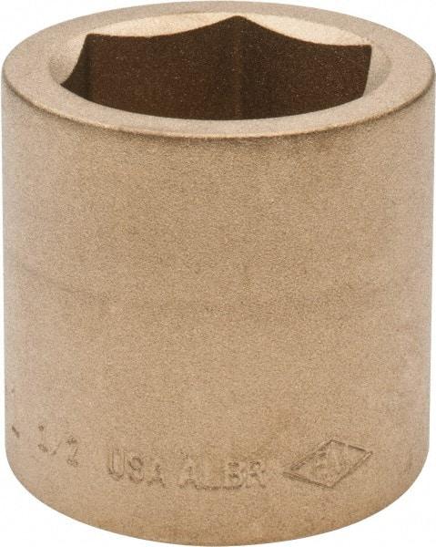 Ampco - 1-1/2", 3/4" Drive, Standard Hand Socket - 6 Points, 2-1/16" OAL, Aluminum Bronze - USA Tool & Supply