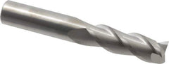 SGS - 3/4", 2-1/4" LOC, 3/4" Shank Diam, 5" OAL, 3 Flute, Solid Carbide Square End Mill - Single End, Uncoated, Spiral Flute, 38° Helix, Right Hand Cut, Right Hand Flute, Series 43 - USA Tool & Supply