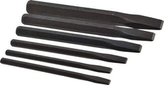 Mayhew - 6 Piece Cold Chisel Set - 5, 4-1/2, 5, 5-3/4, 6 & 7" OAL, Sizes Included 1/4 to 3/4" - USA Tool & Supply