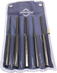 Mayhew - 5 Piece, 1/8 to 3/8", Pin Punch Set - Round Shank, Comes in Vinyl Pouch - USA Tool & Supply