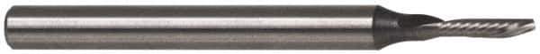 Accupro - 1/16" Cutting Diam x 1/4" Length of Cut, 1 Flute, Downcut Spiral Router Bit - Uncoated, Right Hand Cut, Solid Carbide, 1-1/2" OAL x 1/8" Shank Diam, Single Edge, 21° Helix Angle - USA Tool & Supply