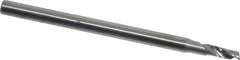 Onsrud - 3/32" Cutting Diam x 1/4" Length of Cut, 1 Flute, Upcut Spiral Router Bit - Uncoated, Right Hand Cut, Solid Carbide, 2" OAL x 1/8" Shank Diam, Single Edge, 22° Helix Angle - USA Tool & Supply